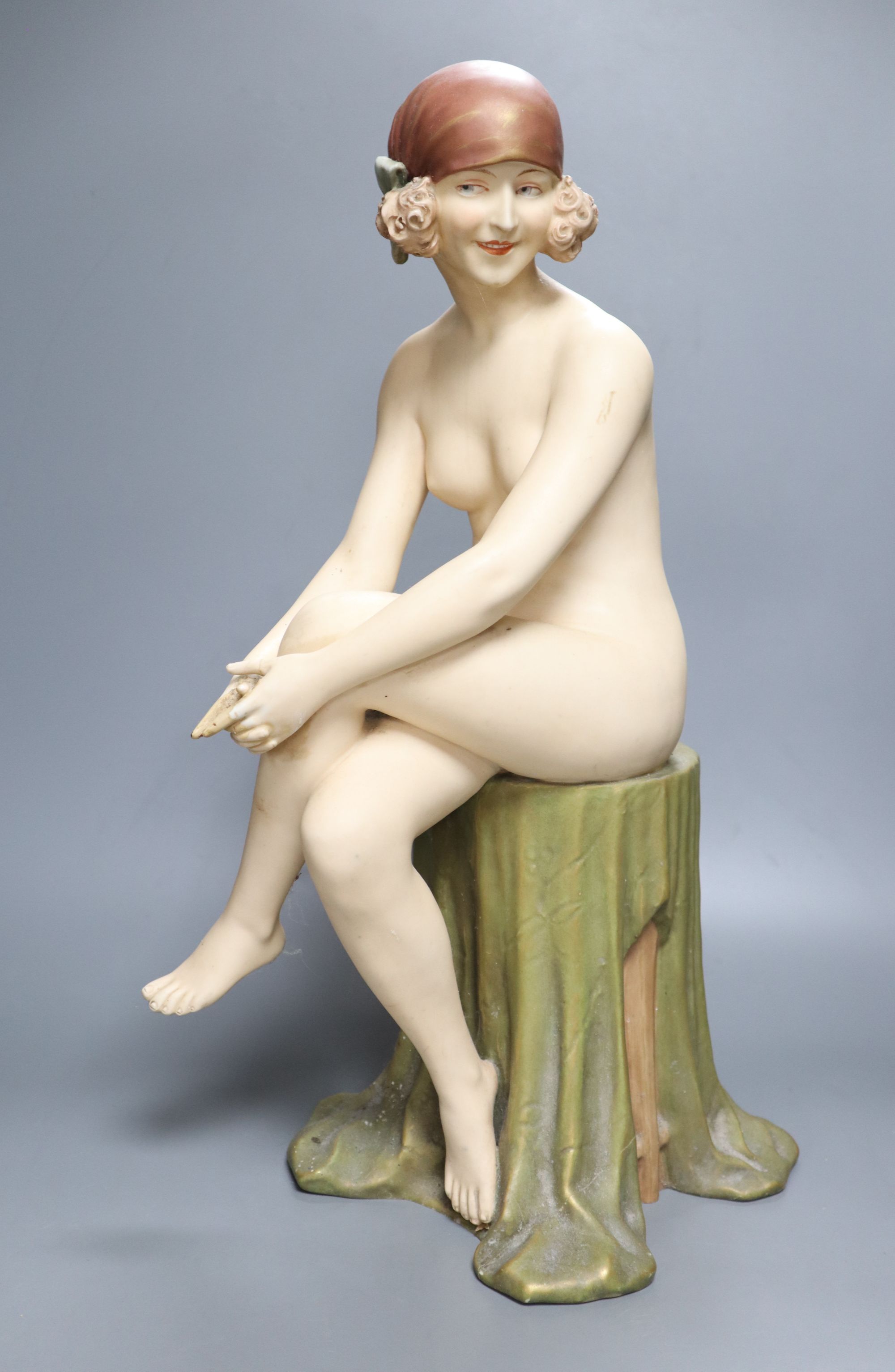 A Royal Dux figure of a nude female, height 48cm